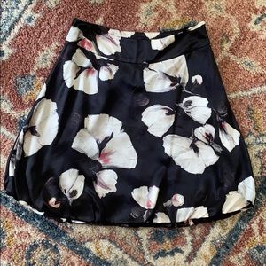 Flower floral pattern satin skirt